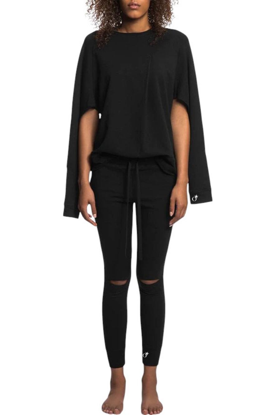 TATEJONES Black Cape Multi Style Convertible Pullover Sweatshirt
